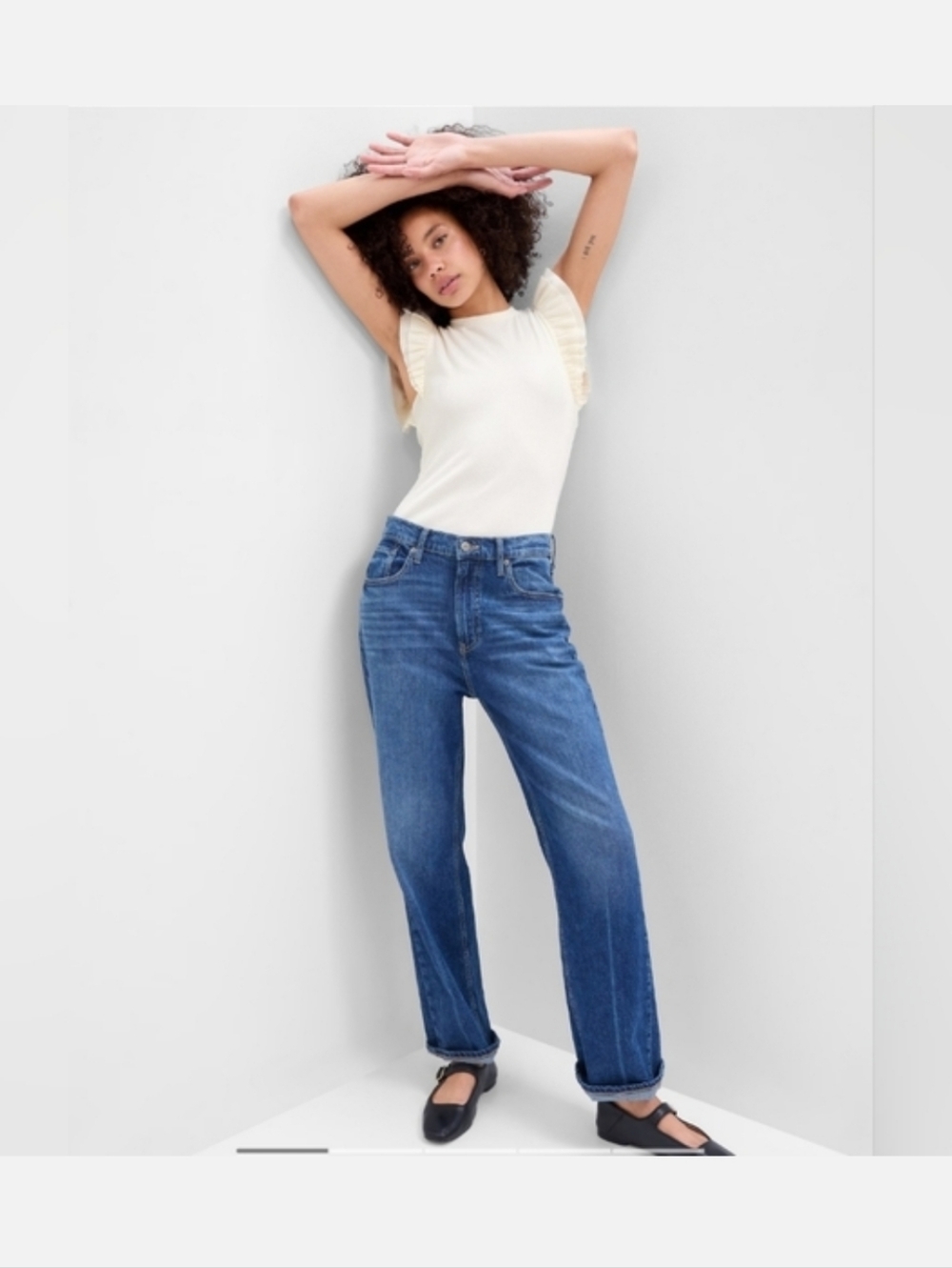 Gap NWT Cream Ribbed Flutter Sleeve Tank Top Size: Medium